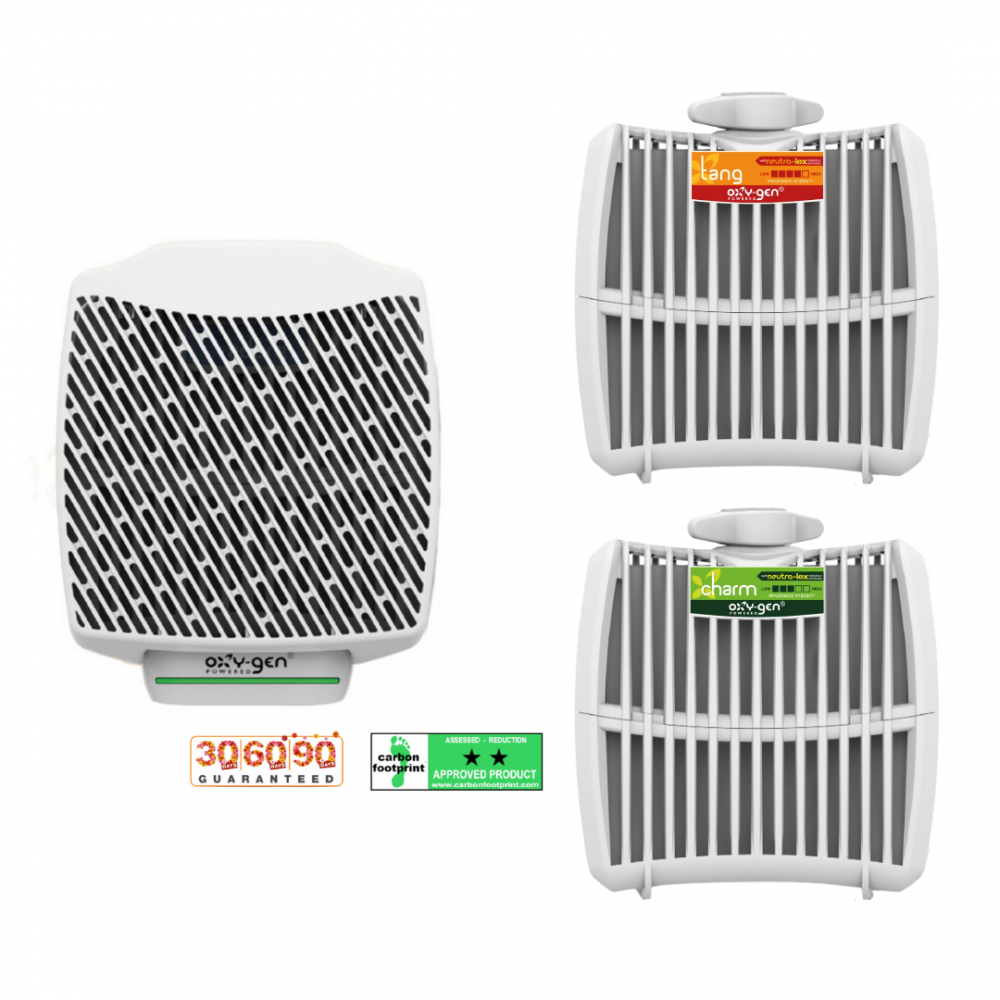 Oxygen-Pro Programmable Air Freshness System - Dispenser + Cartridge (Tang) + Cartridge (Charm)